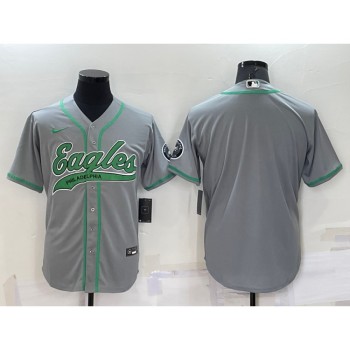 Men's Philadelphia Eagles Blank Grey Cool Base Stitched Baseball Jersey Men's Philadelphia Eagles Blank Grey Cool Base Stitched Baseball Jersey