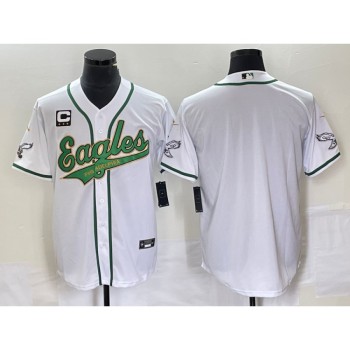 Men's Philadelphia Eagles Blank White Gold With 3-star C Patch Cool Base Stitched Baseball Jersey Men's Philadelphia Eagles Blank White Gold With 3-star C Patch Cool Base Stitched Baseball Jersey