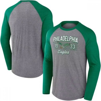 Men's Philadelphia Eagles Gray/Green Long Sleeve T-Shirt Men's Philadelphia Eagles Gray/Green Long Sleeve T-Shirt