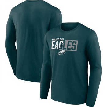 Men's Philadelphia Eagles Green One Two Long Sleeve T-Shirt Men's Philadelphia Eagles Green One Two Long Sleeve T-Shirt