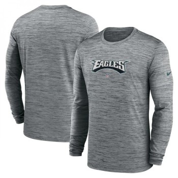 Men's Philadelphia Eagles Grey Sideline Team Velocity Performance Long Sleeve T-Shirt Men's Philadelphia Eagles Grey Sideline Team Velocity Performance Long Sleeve T-Shirt