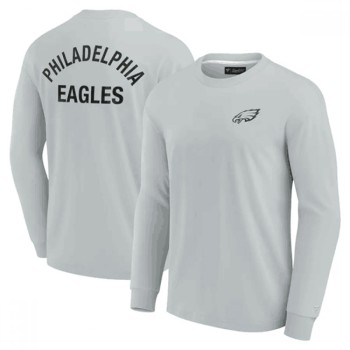 Men's Philadelphia Eagles Grey Signature Unisex Super Soft Long Sleeve T-Shirt Men's Philadelphia Eagles Grey Signature Unisex Super Soft Long Sleeve T-Shirt