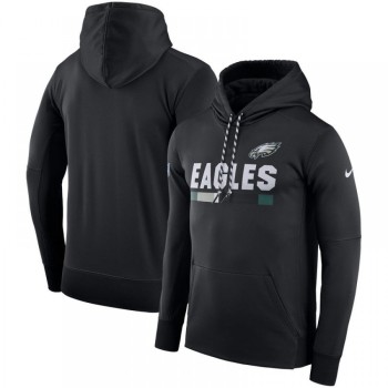 Men's Philadelphia Eagles Black Sideline Team Name Performance Pullover Hoodie Men's Philadelphia Eagles Black Sideline Team Name Performance Pullover Hoodie