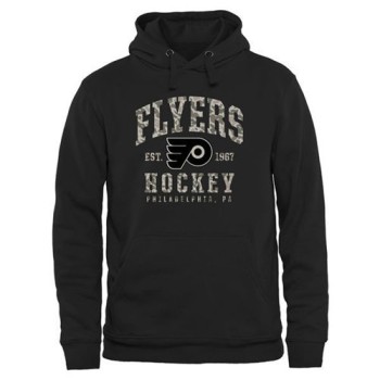 Men's Philadelphia Flyers Black Camo Stack Pullover Hoodie Men's Philadelphia Flyers Black Camo Stack Pullover Hoodie