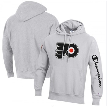 Men's Philadelphia Flyers Champion Heathered Gray Reverse Weave Pullover Hoodie Men's Philadelphia Flyers Champion Heathered Gray Reverse Weave Pullover Hoodie