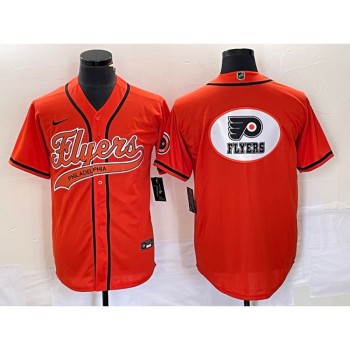 Men's Philadelphia Flyers Orange Team Big Logo Cool Base Stitched Baseball Jersey Men's Philadelphia Flyers Orange Team Big Logo Cool Base Stitched Baseball Jersey