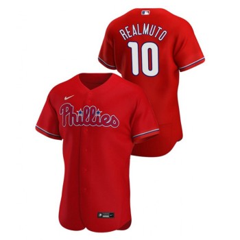 Men's Philadelphia Phillies #10 J.T. Realmuto Red Flex Base Stitched MLB Jersey Men's Philadelphia Phillies #10 J.T. Realmuto Red Flex Base Stitched MLB Jersey