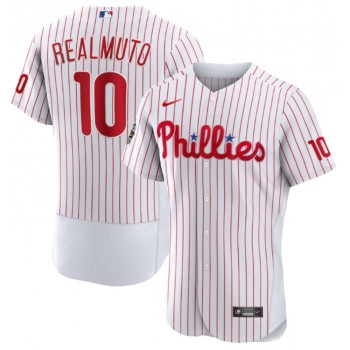 Men's Philadelphia Phillies #10 J.T. Realmuto White 2022 World Series Flex Base Stitched Baseball Jersey Men's Philadelphia Phillies #10 J.T. Realmuto White 2022 World Series Flex Base Stitched Baseball Jersey