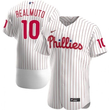 Men's Philadelphia Phillies #10 J.T. Realmuto White Flex Base Stitched Jersey Men's Philadelphia Phillies #10 J.T. Realmuto White Flex Base Stitched Jersey