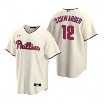 Men's Philadelphia Phillies #12 Kyle Schwarber Cream Cool Base Stitched Jersey Men's Philadelphia Phillies #12 Kyle Schwarber Cream Cool Base Stitched Jersey