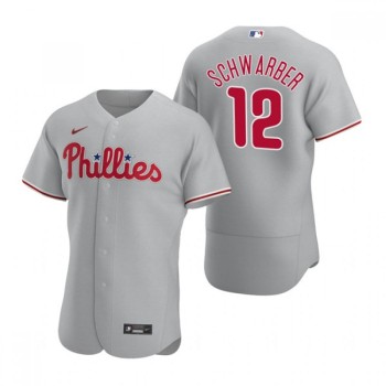 Men's Philadelphia Phillies #12 Kyle Schwarber Grey Flex Base Stitched Baseball Jersey Men's Philadelphia Phillies #12 Kyle Schwarber Grey Flex Base Stitched Baseball Jersey