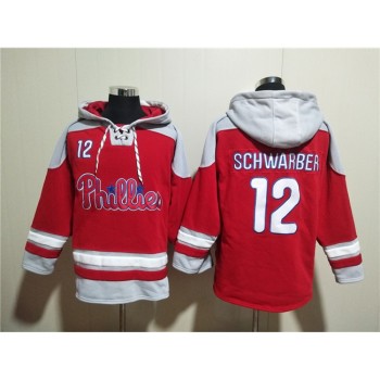 Men's Philadelphia Phillies #12 Kyle Schwarber Red Ageless Must-Have Lace-Up Pullover Hoodie Men's Philadelphia Phillies #12 Kyle Schwarber Red Ageless Must-Have Lace-Up Pullover Hoodie