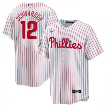 Men's Philadelphia Phillies #12 Kyle Schwarber White 2022 World Series Cool Base Stitched Baseball Jersey Men's Philadelphia Phillies #12 Kyle Schwarber White 2022 World Series Cool Base Stitched Baseball Jersey