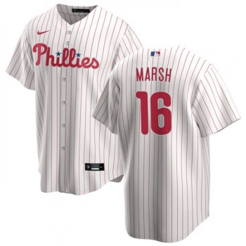 Men's Philadelphia Phillies #16 Brandon Marsh White Cool Base Stitched Baseball Jersey Men's Philadelphia Phillies #16 Brandon Marsh White Cool Base Stitched Baseball Jersey
