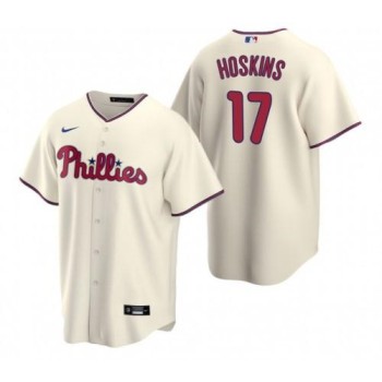 Men's Philadelphia Phillies #17 Rhys Hoskins Cream Cool Base Stitched Baseball Jersey Men's Philadelphia Phillies #17 Rhys Hoskins Cream Cool Base Stitched Baseball Jersey