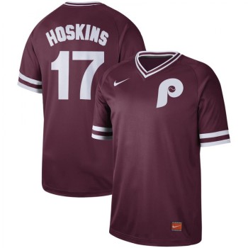 Men's Philadelphia Phillies #17 Rhys Hoskins Maroon Cooperstown Collection Legend Stitched MLB Jersey Men's Philadelphia Phillies #17 Rhys Hoskins Maroon Cooperstown Collection Legend Stitched MLB Jersey