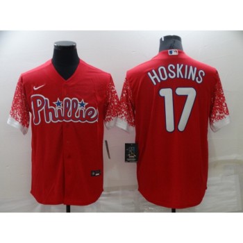 Men's Philadelphia Phillies #17 Rhys Hoskins Red Cool Base Stitched Jersey Men's Philadelphia Phillies #17 Rhys Hoskins Red Cool Base Stitched Jersey