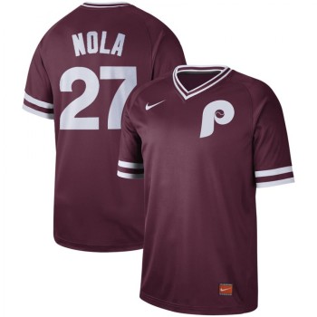 Men's Philadelphia Phillies #27 Aaron Nola Maroon Cooperstown Collection Legend Stitched MLB Jersey Men's Philadelphia Phillies #27 Aaron Nola Maroon Cooperstown Collection Legend Stitched MLB Jersey