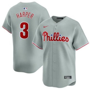 Men's Philadelphia Phillies #3 Bryce Harper 2020 Grey Cool Base Stitched MLB Jersey Men's Philadelphia Phillies #3 Bryce Harper 2020 Grey Cool Base Stitched MLB Jersey