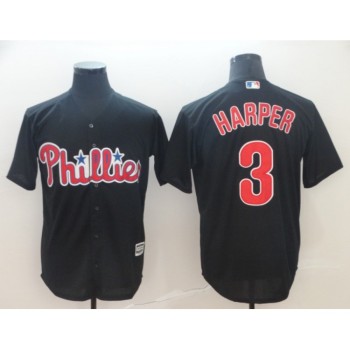 Men's Philadelphia Phillies #3 Bryce Harper Black Cool Base Stitched Jersey Men's Philadelphia Phillies #3 Bryce Harper Black Cool Base Stitched Jersey