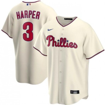 Men's Philadelphia Phillies #3 Bryce Harper Cream Cool Base Stitched Jersey Men's Philadelphia Phillies #3 Bryce Harper Cream Cool Base Stitched Jersey