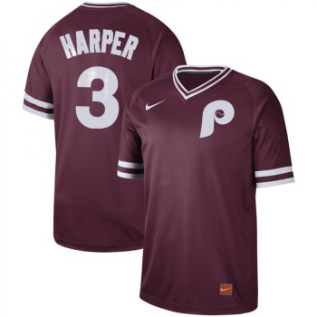 Men's Philadelphia Phillies #3 Bryce Harper Maroon Cooperstown Collection Legend Stitched MLB Jersey Men's Philadelphia Phillies #3 Bryce Harper Maroon Cooperstown Collection Legend Stitched MLB Jersey