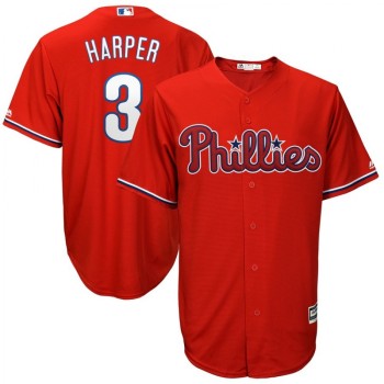 Men's Philadelphia Phillies #3 Bryce Harper Red Cool Base Stitched MLB Jersey Men's Philadelphia Phillies #3 Bryce Harper Red Cool Base Stitched MLB Jersey
