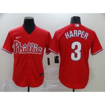 Men's Philadelphia Phillies #3 Bryce Harper Red Cool Base Stitched MLB Jersey Men's Philadelphia Phillies #3 Bryce Harper Red Cool Base Stitched MLB Jersey