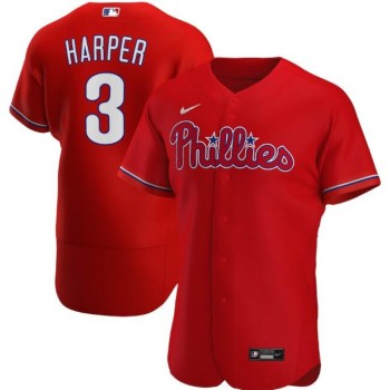 Men's Philadelphia Phillies #3 Bryce Harper Red Flex Base Stitched Jersey Men's Philadelphia Phillies #3 Bryce Harper Red Flex Base Stitched Jersey