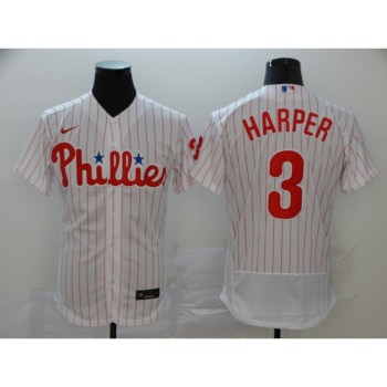 Men's Philadelphia Phillies #3 Bryce Harper White Flex Base Stitched MLB Jersey Men's Philadelphia Phillies #3 Bryce Harper White Flex Base Stitched MLB Jersey