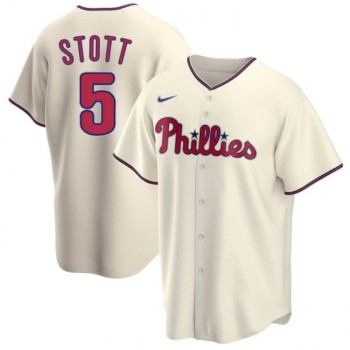 Men's Philadelphia Phillies #5 Bryson Stott Cream Cool Base Stitched Baseball Jersey Men's Philadelphia Phillies #5 Bryson Stott Cream Cool Base Stitched Baseball Jersey