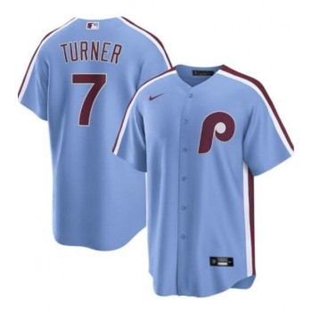 Men's Philadelphia Phillies #7 Trea Turner Blue Cool Base Stitched Jersey Men's Philadelphia Phillies #7 Trea Turner Blue Cool Base Stitched Jersey