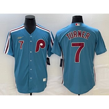 Men's Philadelphia Phillies #7 Trea Turner Blue Cool Base With Patch Stitched Jersey Men's Philadelphia Phillies #7 Trea Turner Blue Cool Base With Patch Stitched Jersey