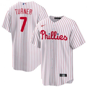 Men's Philadelphia Phillies #7 Trea Turner White Cool Base Stitched Baseball Jersey Men's Philadelphia Phillies #7 Trea Turner White Cool Base Stitched Baseball Jersey