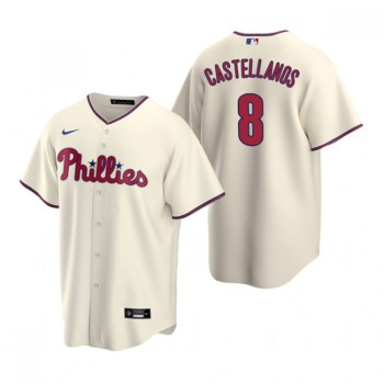 Men's Philadelphia Phillies #8 Nick Castellanos Cream Cool Base Stitched Jersey Men's Philadelphia Phillies #8 Nick Castellanos Cream Cool Base Stitched Jersey