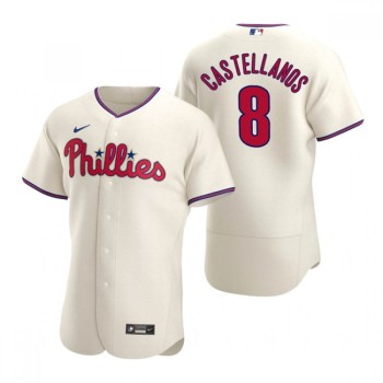 Men's Philadelphia Phillies #8 Nick Castellanos Cream Flex Base Stitched Baseball Jersey Men's Philadelphia Phillies #8 Nick Castellanos Cream Flex Base Stitched Baseball Jersey