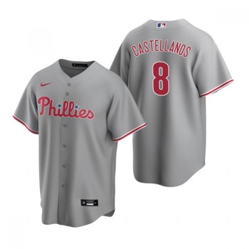 Men's Philadelphia Phillies #8 Nick Castellanos Grey Cool Base Stitched Jersey Men's Philadelphia Phillies #8 Nick Castellanos Grey Cool Base Stitched Jersey