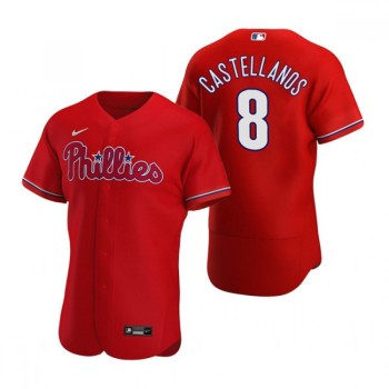 Men's Philadelphia Phillies #8 Nick Castellanos Red Flex Base Stitched Baseball Jersey Men's Philadelphia Phillies #8 Nick Castellanos Red Flex Base Stitched Baseball Jersey