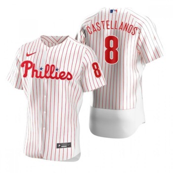 Men's Philadelphia Phillies #8 Nick Castellanos White Flex Base Stitched Baseball Jersey Men's Philadelphia Phillies #8 Nick Castellanos White Flex Base Stitched Baseball Jersey