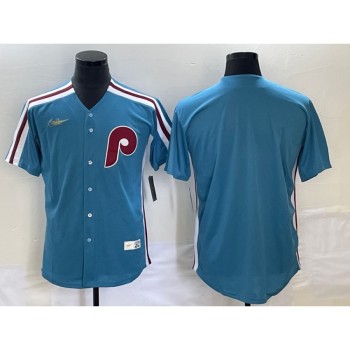 Men's Philadelphia Phillies Blank Blue Cool Base Stitched Jersey Men's Philadelphia Phillies Blank Blue Cool Base Stitched Jersey
