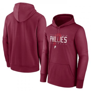 Men's Philadelphia Phillies Burgundy Pregame Performance Pullover Hoodie Men's Philadelphia Phillies Burgundy Pregame Performance Pullover Hoodie