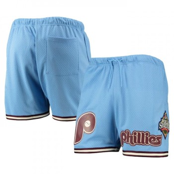 Men's Philadelphia Phillies Light Blue Team Logo Mesh Shorts Men's Philadelphia Phillies Light Blue Team Logo Mesh Shorts