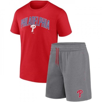 Men's Philadelphia Phillies Red/Heather Gray Arch T-Shirt & Shorts Combo Set Men's Philadelphia Phillies Red/Heather Gray Arch T-Shirt & Shorts Combo Set