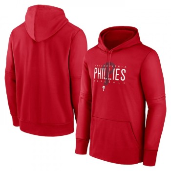 Men's Philadelphia Phillies Red Pregame Performance Pullover Hoodie Men's Philadelphia Phillies Red Pregame Performance Pullover Hoodie