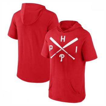 Men's Philadelphia Phillies Red Short Sleeve Pullover Hoodie Men's Philadelphia Phillies Red Short Sleeve Pullover Hoodie