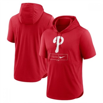 Men's Philadelphia Phillies Red Short Sleeve Pullover Hoodie Men's Philadelphia Phillies Red Short Sleeve Pullover Hoodie