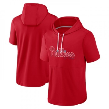 Men's Philadelphia Phillies Red Sideline Training Hooded Performance T-Shirt Men's Philadelphia Phillies Red Sideline Training Hooded Performance T-Shirt