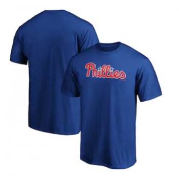 Men's Philadelphia Phillies Royal Wordmark Logo T-Shirt Men's Philadelphia Phillies Royal Wordmark Logo T-Shirt