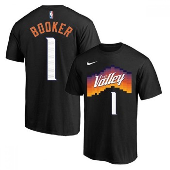 Men's Phoenix Suns #1 Devin Booker 2021 Black NBA T-Shirt Men's Phoenix Suns #1 Devin Booker 2021 Black NBA T-Shirt