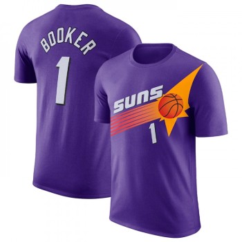 Men's Phoenix Suns #1 Devin Booker Purple 2022/23 Classic Edition Name & Number T-Shirt Men's Phoenix Suns #1 Devin Booker Purple 2022/23 Classic Edition Name & Number T-Shirt
